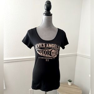 New Lucky Brand Devils Angels Motorcycle Club Women’s Tee